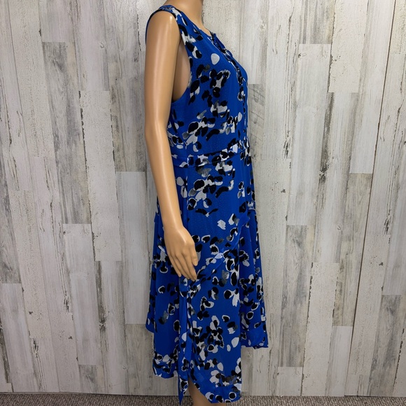 CAbi Untamed Electric Blue Floral Asymmetrical‎ Hem Dress - Picture 11 of 14